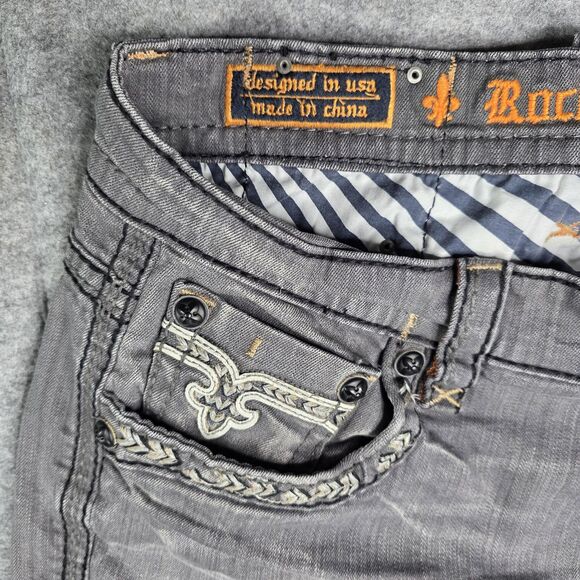 Rock Revival‎ Kleven Relaxed Straight Denim Jeans Mens 36 x 28 Gray - Picture 3 of 14
